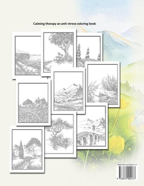 Landscape coloring books for adults relaxation. Realistic coloring books for adults