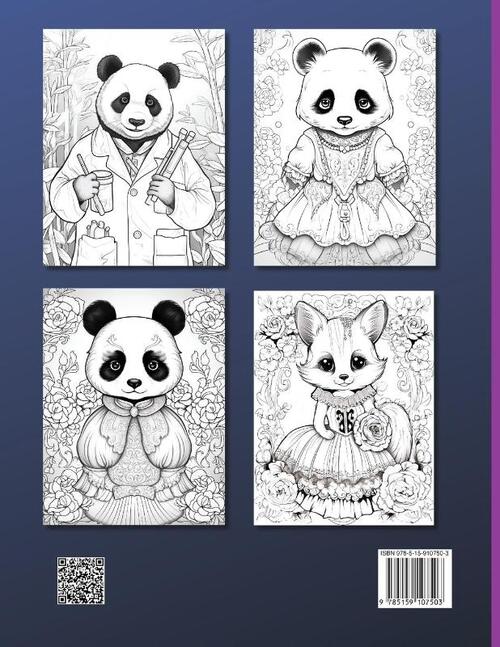 Kawaii Panda Coloring Book