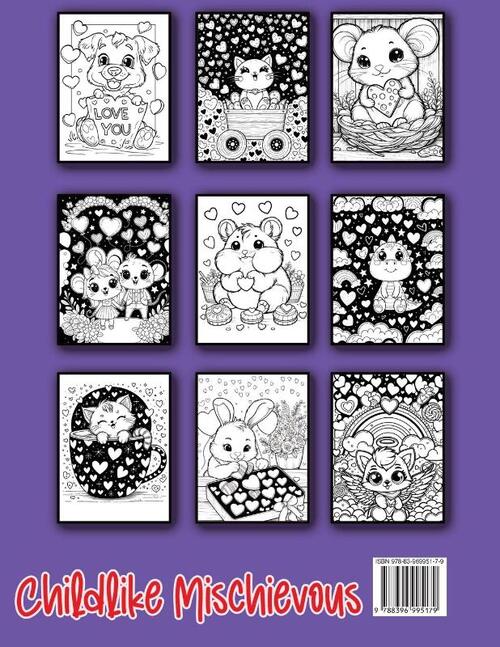 Valentine Coloring Book for Kids: A Cute and Sweet Valentine's Day Illustrations for Kids, Featuring Adorable Animals, Lovely Hearts with Simple and D