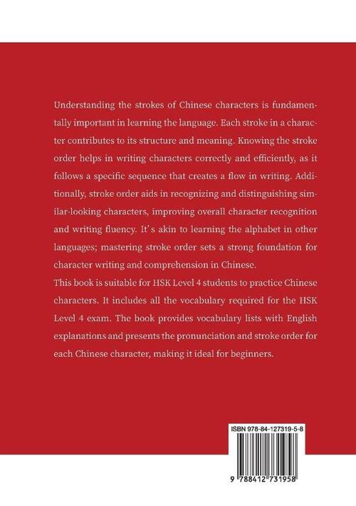 HSK 4 Vocabulary Writing Practice Workbook  with Stroke Order and Pinyin