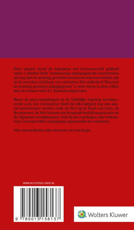 Tekstuitgave Algemene wet bestuursrecht 2020/2021