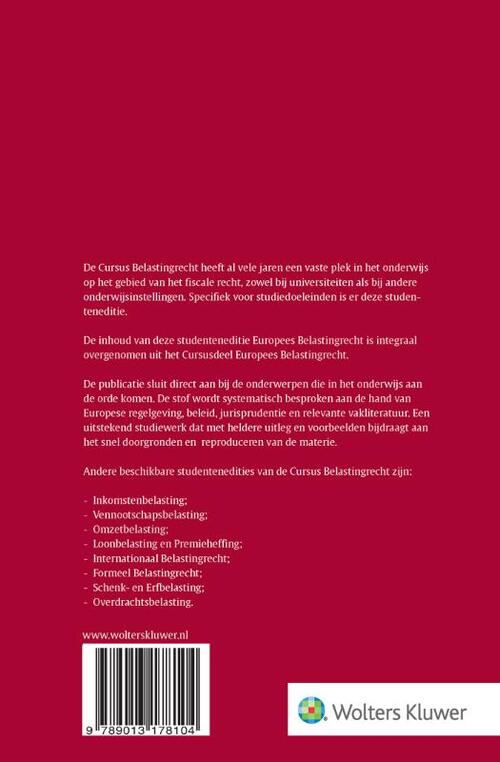 Cursus Belastingrecht Europees belastingrecht
