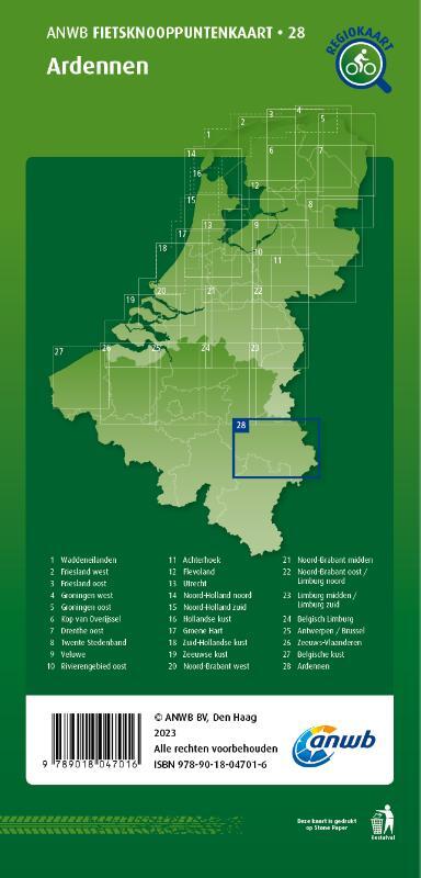 Fietsknooppuntenkaart Ardennen 1:100.000