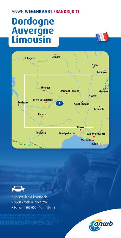 ANWB Wegenkaart Frankrijk 11. Dordogne/Auvergne/Limousin