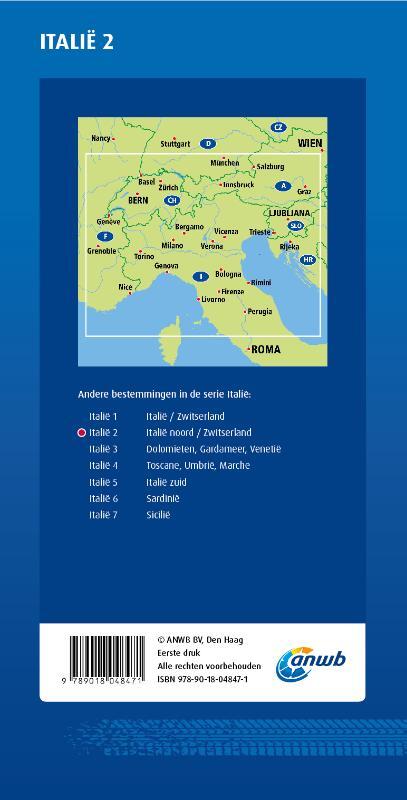 ANWB*Wegenkaart Italië 2. Italie-Noord/Zwitserland