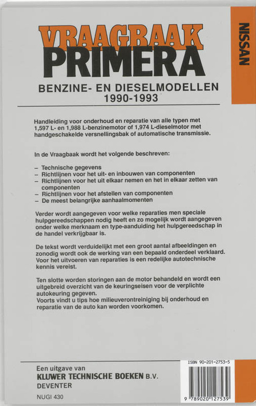 Autovraagbaak Nissan Primera