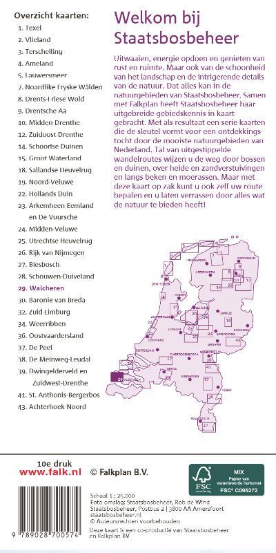 Falk Staatsbosbeheer wandelkaart 29 Walcheren