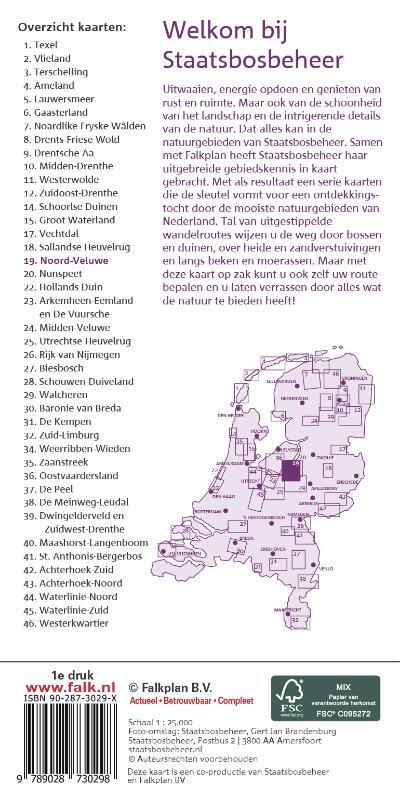 Falk Staatsbosbeheer wandelkaart 19 Noord-Veluwe