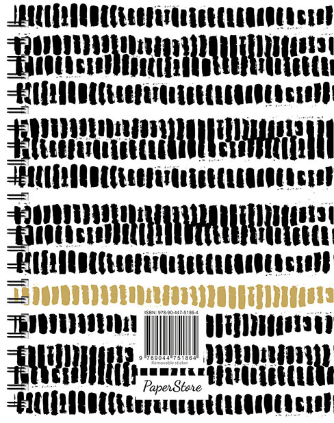 Zwart-wit-goud spiraalboek groot (lijnen) / Grand carnet à spirale noir-blanc-or