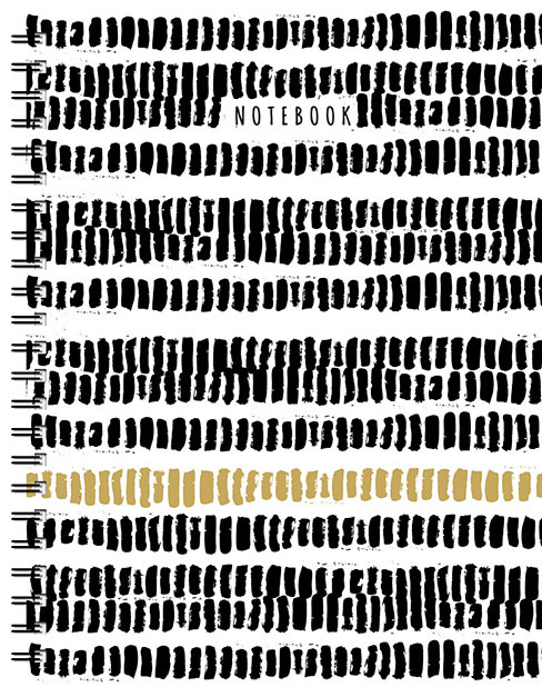 Zwart-wit-goud spiraalboek groot (lijnen) / Grand carnet à spirale noir-blanc-or