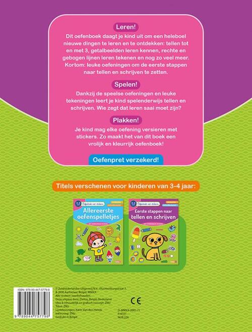 Oefenboek met stickers - Eerste stappen naar tellen en schrijven (3-4 j.)