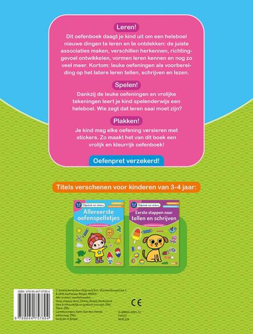 Oefenboek met stickers - Allereerste oefenspelletjes (3-4 j.)