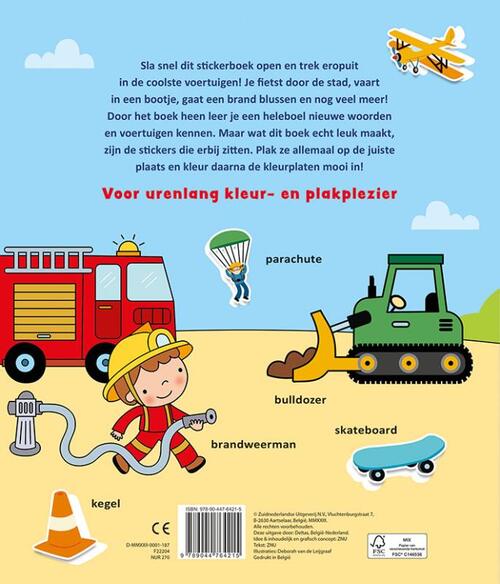 Kleur- en stickerboek met woordjes - Allemaal voertuigen (3-5 j.)