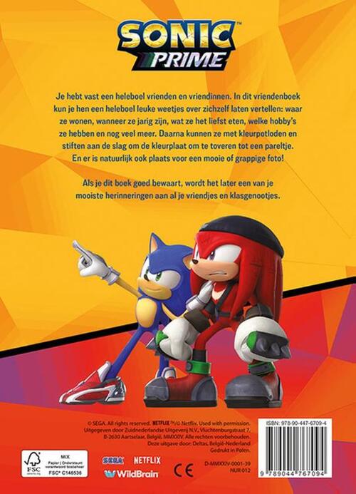 Sonic Prime vriendenboek