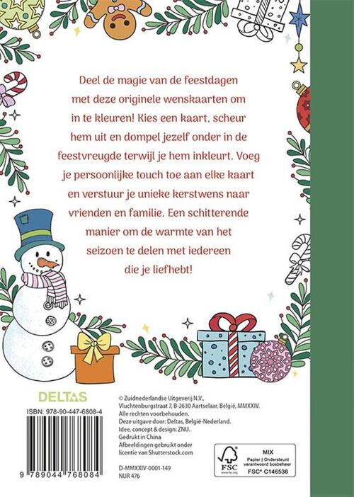 Wenskaarten om in te kleuren - Merry Christmas