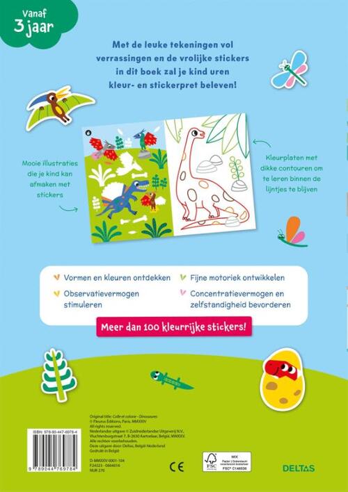 Kleur- en stickerpret Lieve dino's