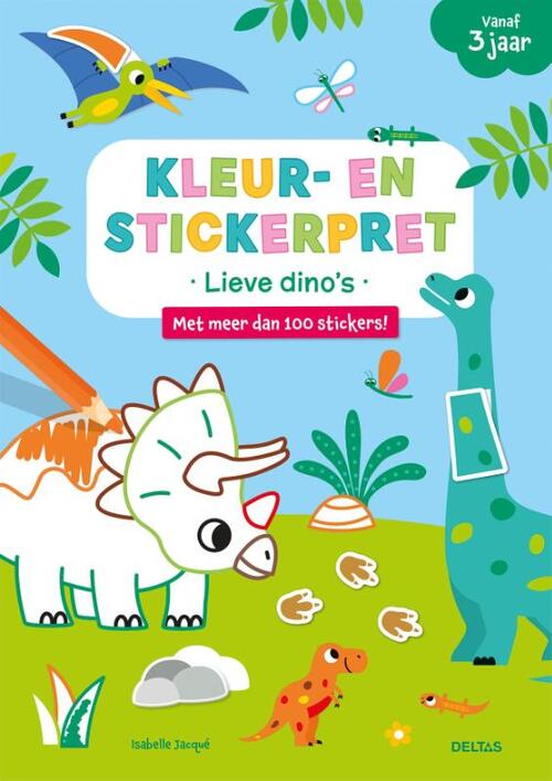 Kleur- en stickerpret Lieve dino's