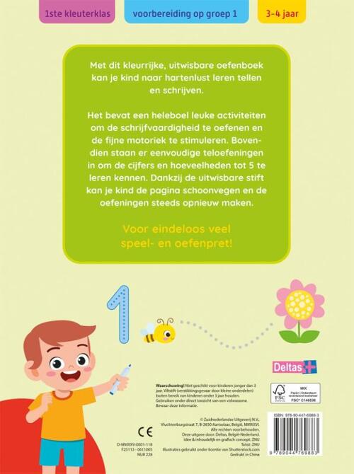 Oefenpret met uitwisbare stift - Schrijf- en telspelletjes