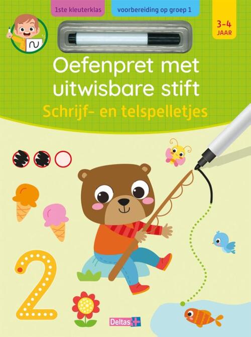 Oefenpret met uitwisbare stift - Schrijf- en telspelletjes