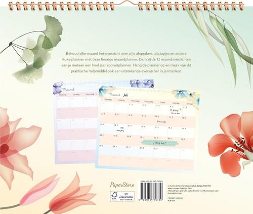 Maandplanner transparante bloemen
