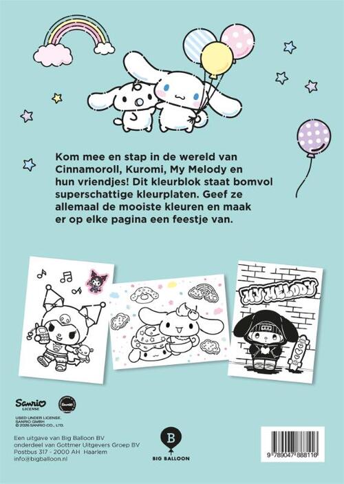 Kleuren met Kuromi, Pompompurin, My Melody