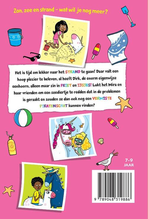 De enorm eigenwijze eenhoorn op het strand