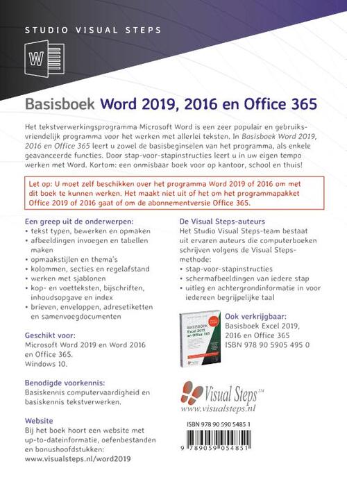 Basisboek Word 2019, 2016 en Office Studio Visual Steps | Boek | 9789059054851 | Bruna
