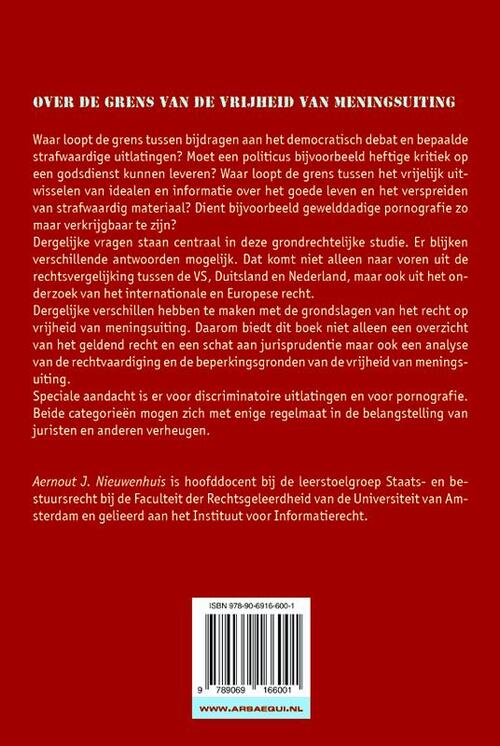 Over de grens van de vrijheid van meningsuiting, Aernout Nieuwenhuis Boek 9789069166001 Bruna Over de grens van de vrijheid van meningsuiting, Aernout Nieuwenhuis Boek 9789069166001 Bruna