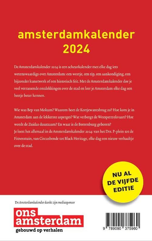 Amsterdamkalender 2024 Boek 9789090375960 Bruna   9789090375960 Back 