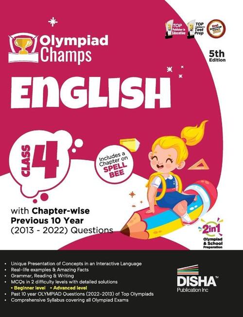 Olympiad Champs English Class 4 with Chapter-wise Previous 10 Year (2013 - 2022) Questions 5th Edition | Complete Prep Guide with Theory, PYQs, Past & Practice Exercise |