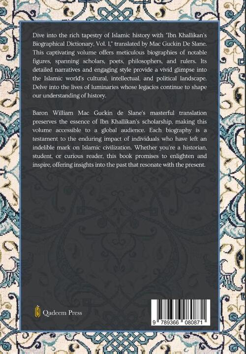 Ibn Khallikan's Biographical Dictionary - Vol 1