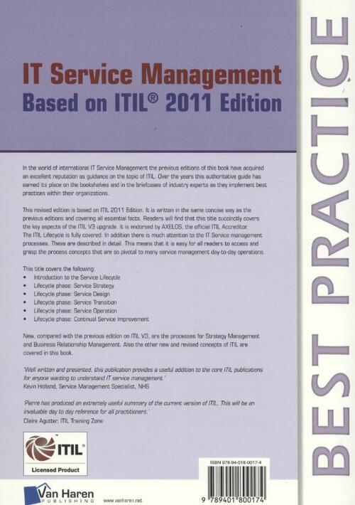 IT service management based on ITIL 2011 edition