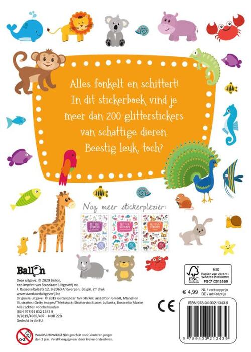 Glitterstickers Dieren