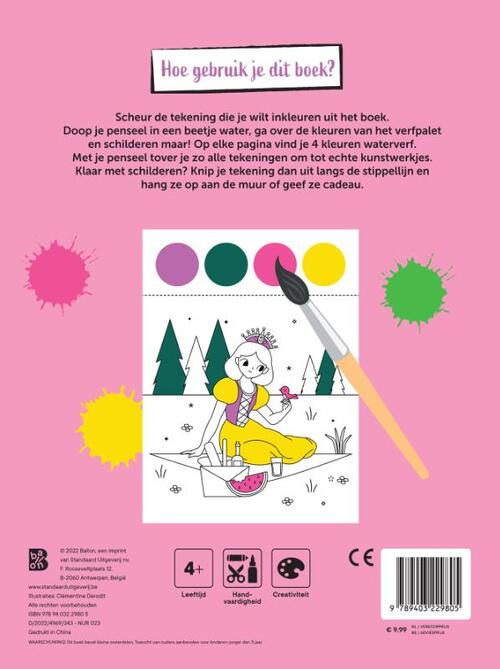 Kleurboek met verfpalet en penseel Prinsessen