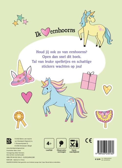 Eenhoorns, plak en speel