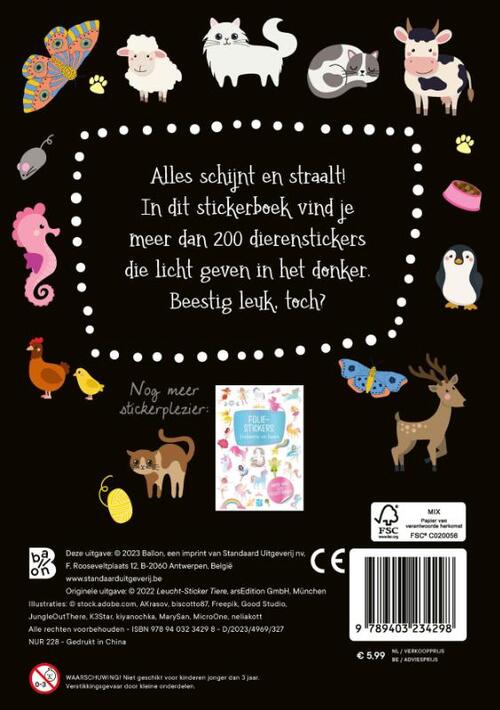 Glow in the dark stickers Dieren