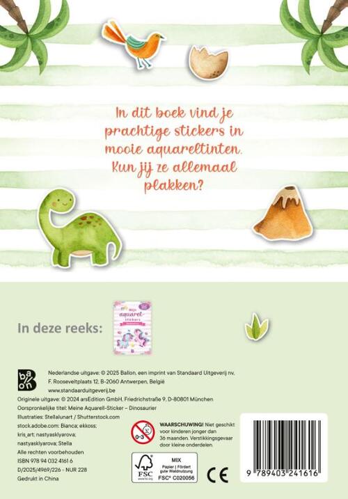 Mijn aquarelstickers dinosauriërs