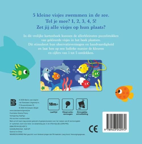 5 Kleine Visjes (Kartonboek Met Puzzelstukken Aan Koord)