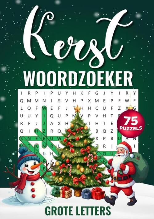 Woordzoeker Kerst - Grote Letters, 75 Puzzels Incl. Oplossingen