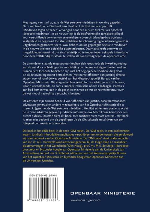 Enige aspecten van de Wet seksuele misdrijven behandeld in adviezen van het Wetenschappelijk Bureau van het Openbaar Ministerie