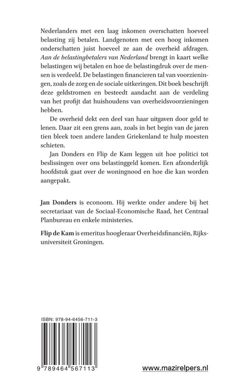 Aan de belastingbetalers van Nederland