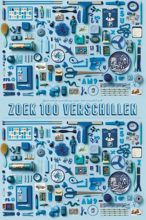 Stratier XL Spelposter - Zoek 100 verschillen (BLAUW)