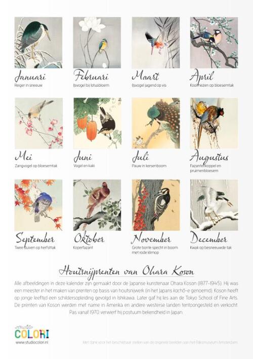 Verjaardagskalender Vogelprenten van de Japanse meester Koson