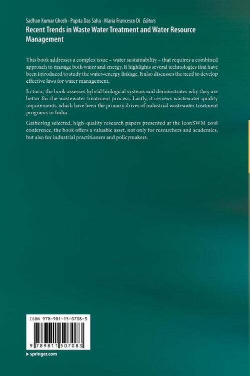 Recent Trends in Waste Water Treatment and Water Resource Management