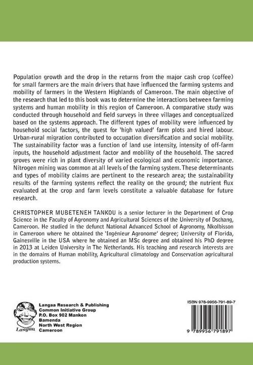 The Interactions of Human Mobility and Farming Systems on Biodiversity and Soil Quality in the Western Highlands of Cameroon