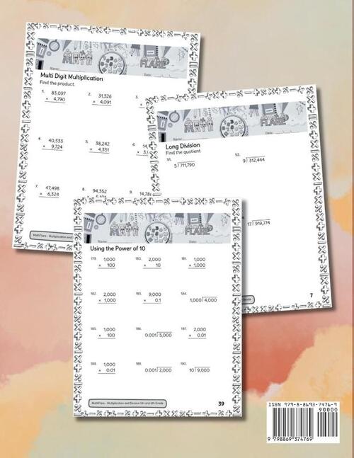 Multiplication and Division Math Workbook 5th and 6th Grade