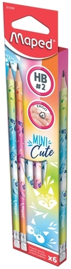 Potlood Maped Mini Cute Met Gum Set Á 12 Stuks