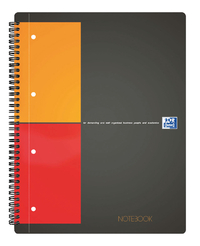 Notitieboek Oxford International Notebook B5 185X250 Ruit 5MM Zwart