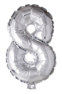 Folie Ballon '8' Zilver 40 CM