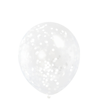 6 Doorzichtige Ballonnen Met Witte Confetti